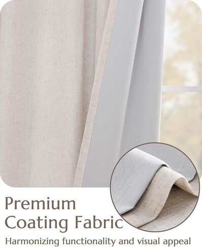 Jinchan Linen 100 ٪ Strainout Blaming Stain لغرفة المعيشة منزلق الباب الزجاجي 100wx96l بوصة خام إضافي مزرعة زراعة معزولة معزولة القضيب الجيب. in Saudi Arabia