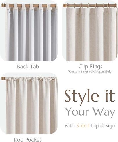 Jinchan Linen 100 ٪ Strainout Blaming Stain لغرفة المعيشة منزلق الباب الزجاجي 100wx96l بوصة خام إضافي مزرعة زراعة معزولة معزولة القضيب الجيب. in Saudi Arabia