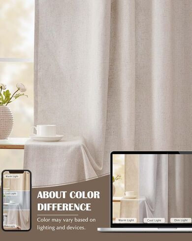 Jinchan Linen 100 ٪ Strainout Blaming Stain لغرفة المعيشة منزلق الباب الزجاجي 100wx96l بوصة خام إضافي مزرعة زراعة معزولة معزولة القضيب الجيب. in Saudi Arabia