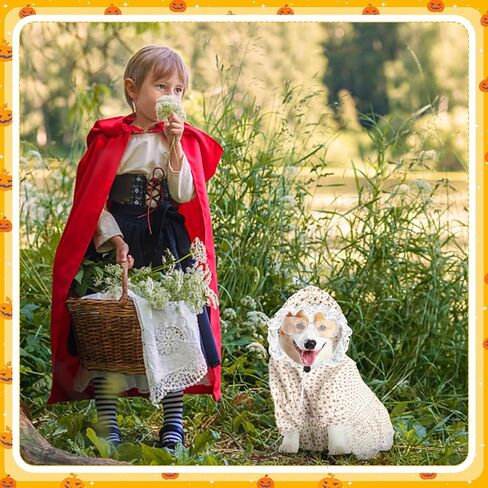 زي الهالوين للكلاب مكون من 3 قطع، زي السيدة العجوز لكلاب الذئب الكبير السيئ والجدة، يتضمن فستان الكلب وقبعة ونظارات لحفلات الهالوين التنكرية للكلاب (5 XL) in Kuwait