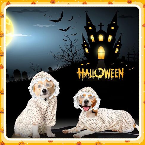 زي الهالوين للكلاب مكون من 3 قطع، زي السيدة العجوز لكلاب الذئب الكبير السيئ والجدة، يتضمن فستان الكلب وقبعة ونظارات لحفلات الهالوين التنكرية للكلاب (5 XL) in Kuwait