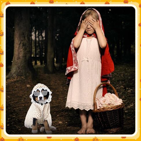 زي الهالوين للكلاب مكون من 3 قطع، زي السيدة العجوز لكلاب الذئب الكبير السيئ والجدة، يتضمن فستان الكلب وقبعة ونظارات لحفلات الهالوين التنكرية للكلاب (5 XL) in Kuwait