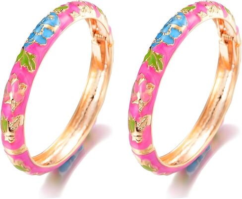 Roe Dolph Cloisonne Bracelet for Women Cloisonne Jewelry Colorful Chunky Bangles for Women Trendy 2025 in Saudi Arabia