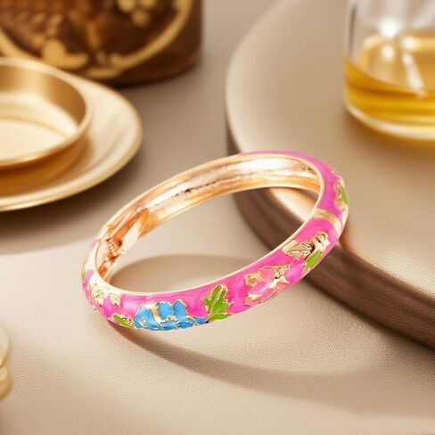 Roe Dolph Cloisonne Bracelet for Women Cloisonne Jewelry Colorful Chunky Bangles for Women Trendy 2025 in Saudi Arabia