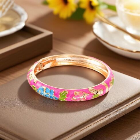 Roe Dolph Cloisonne Bracelet for Women Cloisonne Jewelry Colorful Chunky Bangles for Women Trendy 2025 in Saudi Arabia