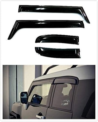 4pcs Vent Visor Side Window Fisor Rain Sun Wind Deplectors Guard تنفيس الظل الأسود ملونًا لـ Toyota FJ Cruiser 2006-2017 in Kuwait