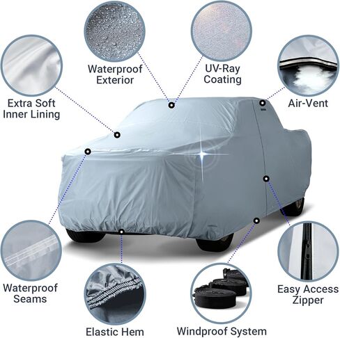 غطاء شاحنة ICArcover Premium لعام 2019-2023 دودج رام 3500 ميجا كابينة 6.4 قدم سرير عادي مقاوم للماء جميع حامي البرد من أشعة الشمس على الجليد. in Saudi Arabia