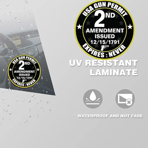 2-Pack USA Gun Permit 2nd Amendment Sticker Decal - 4 Inches - 2a Sticker for Car Truck SUV Van Window Bumper Wall Laptop Tablet Cup Tumbler and Any Smooth Surface in Saudi Arabia