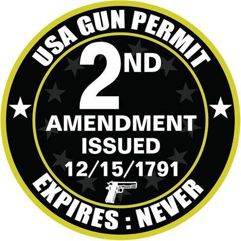 2-Pack USA Gun Permit 2nd Amendment Sticker Decal - 4 Inches - 2a Sticker for Car Truck SUV Van Window Bumper Wall Laptop Tablet Cup Tumbler and Any Smooth Surface in Saudi Arabia