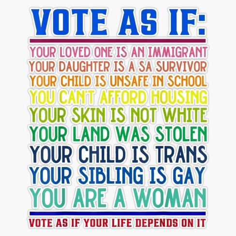 Vote As If Your Life Depends On It Human Rights Sticker Bumper Sticker Vinyl Decal 5" in Saudi Arabia