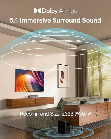 ULTIMEA 5.1 Sound Bar, 410W Dolby Atmos Surround Sound System for TV, 3D Sound Bars for Smart TV w/Subwoofer, Adjustable Surround & Bass, Home Audio w/APP Control, Poseidon D60(New 2025 Version) in Saudi Arabia