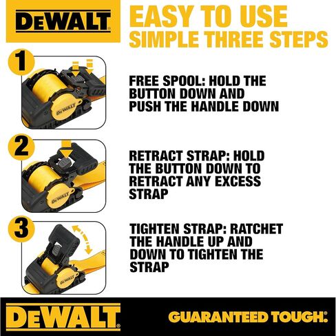 DEWALT DXBC9002 Black / Yellow 2 "x 10 'Auto Retractable Ratchet - 1،100 LB LOAD SAFE WORTH / 3،300 LB BROKE in Saudi Arabia