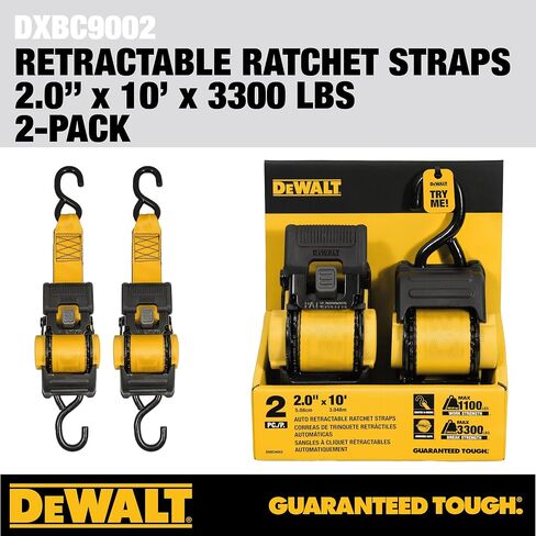 DEWALT DXBC9002 Black / Yellow 2 "x 10 'Auto Retractable Ratchet - 1،100 LB LOAD SAFE WORTH / 3،300 LB BROKE in Saudi Arabia