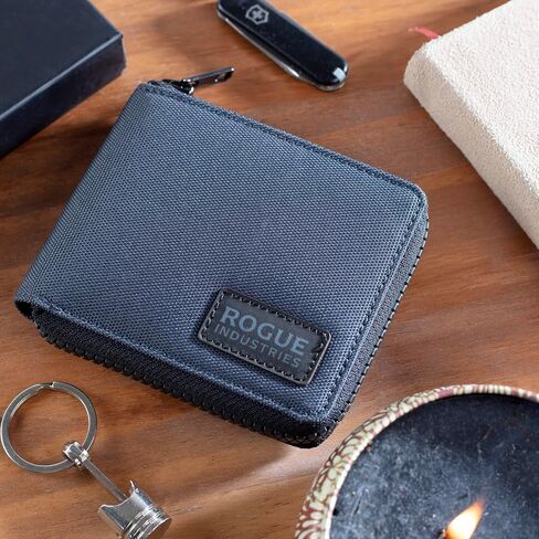 محفظة Nylon Zip Men للرجال من Rogue - 10 بطاقة ، فتحة نقدية كاملة ، حقيبة عملة قابلة للتوسيع - جلدية متميزة ونايلون متين - RFID حظر المواد in Kuwait