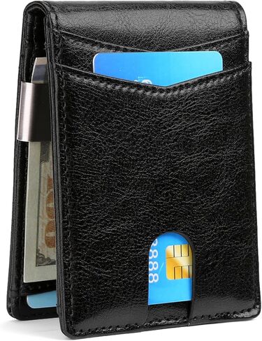 Slim Wallet for Men Bifold RFID Blocking Front Pockets Wallet Credit Card Holder Minimalist Leather Money Clip Mens Wallet with 12 card Slots in Kuwait