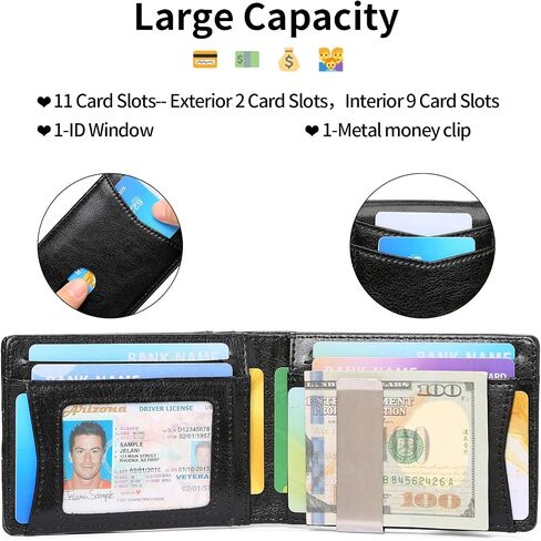 Slim Wallet for Men Bifold RFID Blocking Front Pockets Wallet Credit Card Holder Minimalist Leather Money Clip Mens Wallet with 12 card Slots in Kuwait