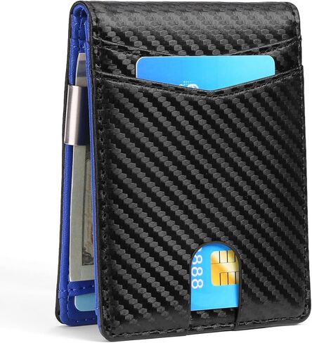 Slim Wallet for Men Bifold RFID Blocking Front Pockets Wallet Credit Card Holder Minimalist Leather Money Clip Mens Wallet with 12 card Slots in Kuwait