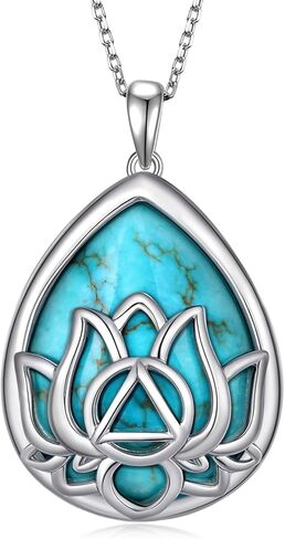 قلادة لوتس 925 الفضة الجنيه الفضية الأصلية الأصلية AA هدايا الرصانة الكحولية قلادة مجهولة معرضة الطبيعة الغربية الأحجار الكريهة الهدايا المجوهرات للنساء in Kuwait