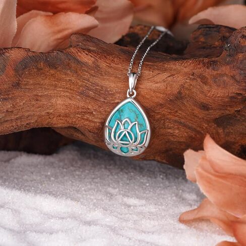 قلادة لوتس 925 الفضة الجنيه الفضية الأصلية الأصلية AA هدايا الرصانة الكحولية قلادة مجهولة معرضة الطبيعة الغربية الأحجار الكريهة الهدايا المجوهرات للنساء in Kuwait