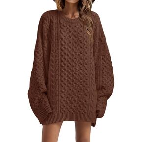 Saodimallsu Womens Oversized Sweaters Chunky Cable Knit Crewneck Long Sleeve Loose Tunic Sweater Tops in Kuwait