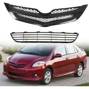 munirater 2Pcs Front Bumper Upper & Middle Grille Assembly Set Replacement for 2007 2008 Yaris Sedan in Saudi Arabia
