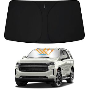 D-Lumina Winshield Sun Shade with USA Flag for Chevy Tahoe 2021 2022 2023 2024 2025 ، Fold Front Sun Shield Protector Blocks الأشعة فوق البنفسجية ، نافذة Sunshade Sun Visor Incisions in Kuwait