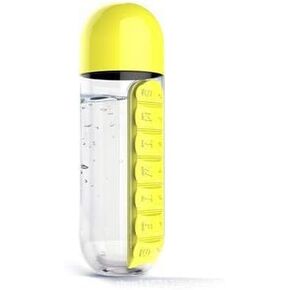 2-in-1 Water Bottle and Pill Organizer, 600ml Capacity, 7 Compartments outdoor capsule cup medicine box dispenser (Rose) in Saudi Arabia
