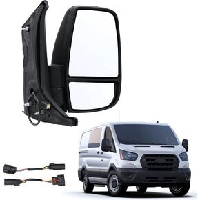 Pensun Power Door Mirror تناسب 2014-2022 Ford Transit 150 250 350 350 HD ، Pair View Mirror ، غير حار ، غير مرفق ، استبدل #FO1321551 ، الأسود ، جانب الركاب وجانب السائق (الجانب الأيسر السائق) in Saudi Arabia