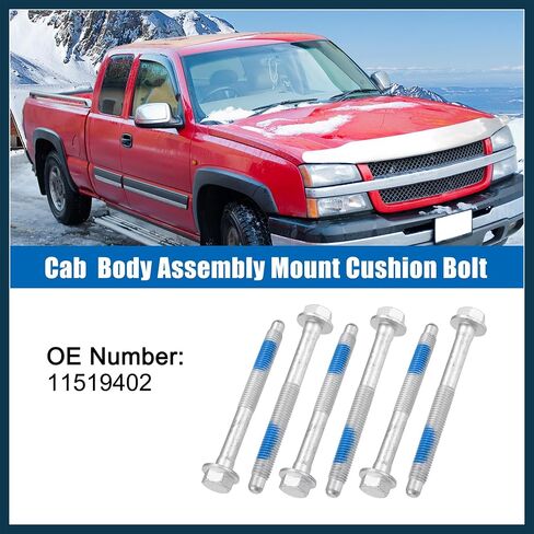 11519402 6PCS New Cab Body Assembly Mount Cushion Bolt,10.9 Grade Mild Steel,M12x1.75x120,Fits for Chevrolet Silverado 1500 4.3L,4.8L,5.3L,6.0L 2004-2007 Automotive Parts in Saudi Arabia