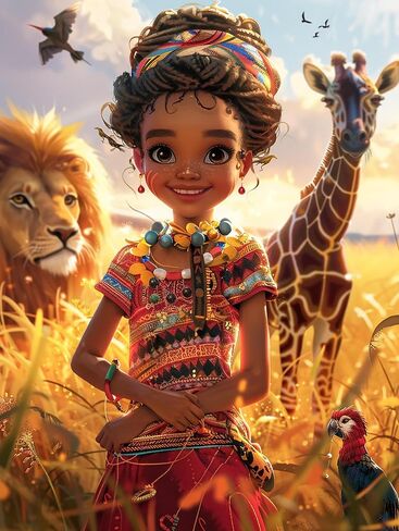 SKRYUIE 5D Diamond Art Kits for Adults African American - DIY Diamond Painting Kits Animals, Full Round Drill - Crystal Cross Stitch - Adults Craft for Wall & Office Decor - 12x16 Inch in Saudi Arabia