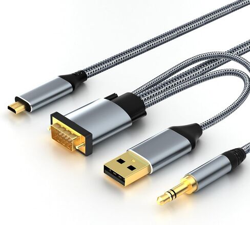 VGA إلى Mini HDMI Cable 6ft ، VGA أحادي الاتجاه إلى Mini HDMI (ذكر إلى ذكر) متوافق مع الكمبيوتر وسطح المكتب والكمبيوتر المحمول والكمبيوتر الشخصي والمراقبة والجهاز HDTV و ROKU و XBOX والمزيد in Kuwait