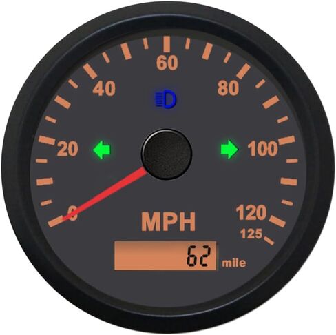 Waterproof 85mm Auto Car Speedometer Gauge 0-125MPH Marine MPH GPS Speedo Adjustable Odometer LCD Indicator with Backlight Overspeed Alarm for Boat Motor Truck Replacement 12 24 Volt (White&Silver) in Saudi Arabia