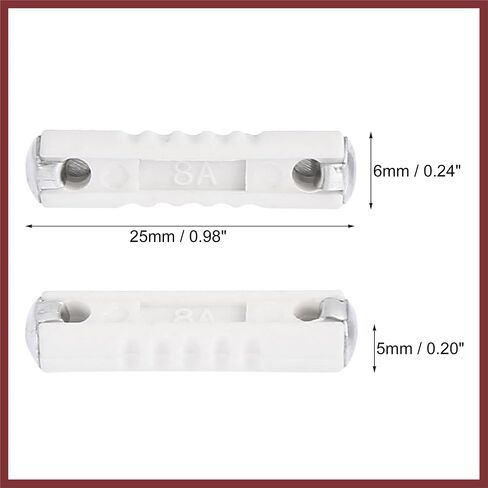 100 PCS White 8A Car Fuse Tube Universal 25x6x5mm للسيارات الأوروبية استبدال الأجزاء in Saudi Arabia