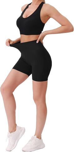 Workout Gym Shorts for Women High Waisted Seamless Scrunch Butt Biker Shorts for Sports in Saudi Arabia