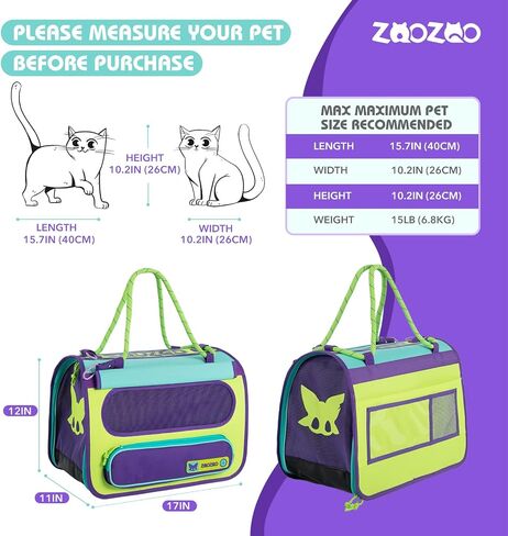 Cat Travel Carrier, Pet Travel Carrier by Airplane Approved Under seat, TSA Airline Approved Cat Carrier, with Flea Comb, De-Shedder, Feeding Bowl, Double Holes Cat Nail Clippers, Grey in Saudi Arabia
