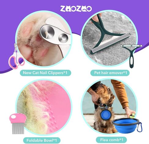 Cat Travel Carrier, Pet Travel Carrier by Airplane Approved Under seat, TSA Airline Approved Cat Carrier, with Flea Comb, De-Shedder, Feeding Bowl, Double Holes Cat Nail Clippers, Grey in Saudi Arabia