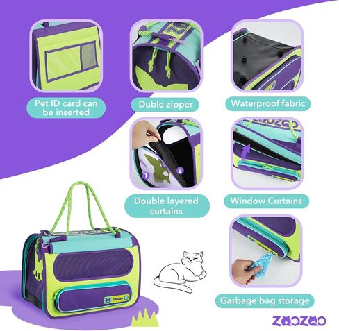 Cat Travel Carrier, Pet Travel Carrier by Airplane Approved Under seat, TSA Airline Approved Cat Carrier, with Flea Comb, De-Shedder, Feeding Bowl, Double Holes Cat Nail Clippers, Grey in Saudi Arabia