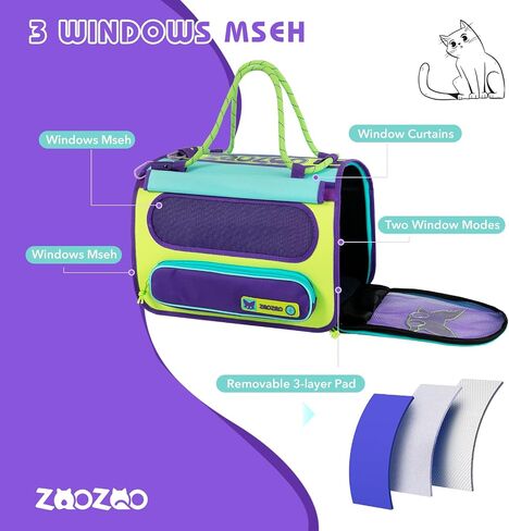 Cat Travel Carrier, Pet Travel Carrier by Airplane Approved Under seat, TSA Airline Approved Cat Carrier, with Flea Comb, De-Shedder, Feeding Bowl, Double Holes Cat Nail Clippers, Grey in Saudi Arabia