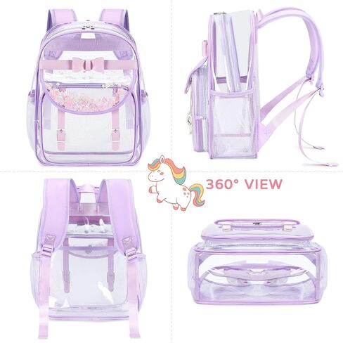 Clear Backpack for Girls and Boys 2PCS Heavy Duty Bookbag Stadium Approved Daypack Transparent School Bag See Through Backpacks for Kids Elementary,Students,College,Teens,Concert,Sports Pink in Saudi Arabia