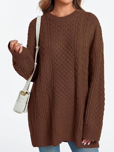 Saodimallsu Womens Oversized Sweaters Chunky Cable Knit Crewneck Long Sleeve Loose Tunic Sweater Tops in Kuwait