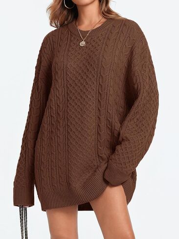 Saodimallsu Womens Oversized Sweaters Chunky Cable Knit Crewneck Long Sleeve Loose Tunic Sweater Tops in Kuwait