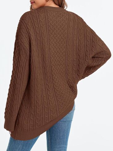 Saodimallsu Womens Oversized Sweaters Chunky Cable Knit Crewneck Long Sleeve Loose Tunic Sweater Tops in Kuwait