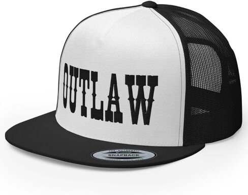 Western Outlaw Trucker Hat Flat Bill High Crown Adjustable Cowboy Rodeo Cap in Saudi Arabia