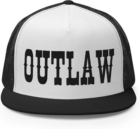 Western Outlaw Trucker Hat Flat Bill High Crown Adjustable Cowboy Rodeo Cap in Saudi Arabia