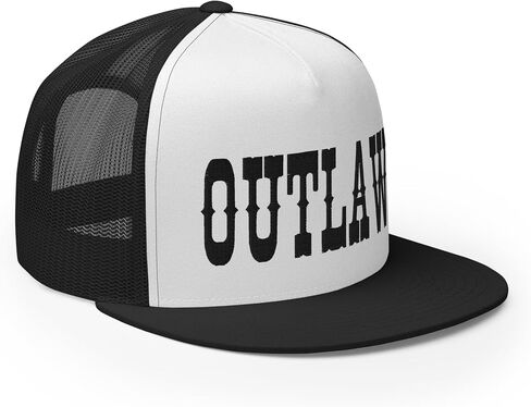 Western Outlaw Trucker Hat Flat Bill High Crown Adjustable Cowboy Rodeo Cap in Saudi Arabia