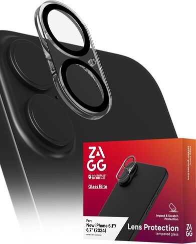 Zagg Glass Elite Protector Camera Camera Lens Protector for iPhone 16E-تقنية مضادة للوهج ، أقصى تأثير ومقاومة للخدش ، سطح خالٍ من اللطخة ، مواد معاد تدويرها in Kuwait