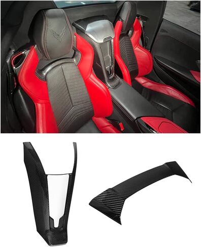 Replacement For 2020-Present Corvette C8 Convertible Models | GM Factory Style CARBON FIBER Interior Console Waterfall Upper Speaker Grille Cover & Wireless Charger in Kuwait