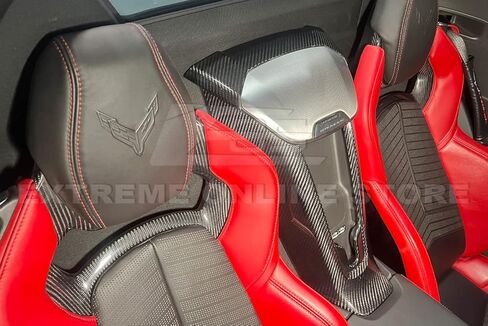 Replacement For 2020-Present Corvette C8 Convertible Models | GM Factory Style CARBON FIBER Interior Console Waterfall Upper Speaker Grille Cover & Wireless Charger in Kuwait
