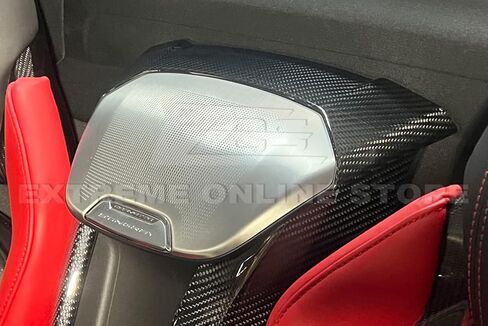 Replacement For 2020-Present Corvette C8 Convertible Models | GM Factory Style CARBON FIBER Interior Console Waterfall Upper Speaker Grille Cover & Wireless Charger in Kuwait