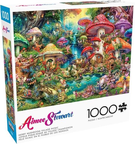 Buffalo Games - Aimee Stewart - Merry Mushroom Cottage - أحجية الصور المقطوعة 1000 قطعة للبالغين، ألغاز تحدي مثالية ليالي اللعب - حجم اللغز النهائي هو 26.75 × 19.75 in Saudi Arabia